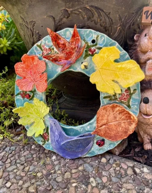 My wreath with leaves molded from Karen's garden. photos by Cindy Yee