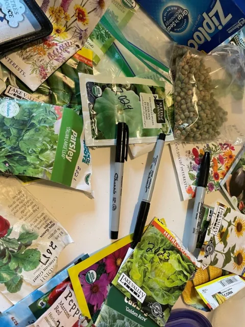 sharpie and seed packets