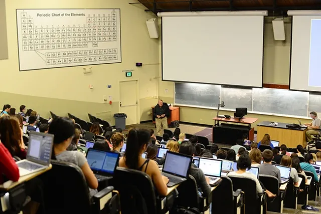 UC Davis distinguished professor James R. Carey addresses his students. (Photo by Kathy Keatley Garvey)
