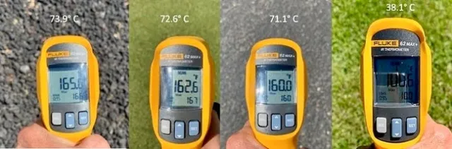 UC researcher recorded temperatures as high as 173° on the surface of synthetic turf. (Photo: Janet Hartin)