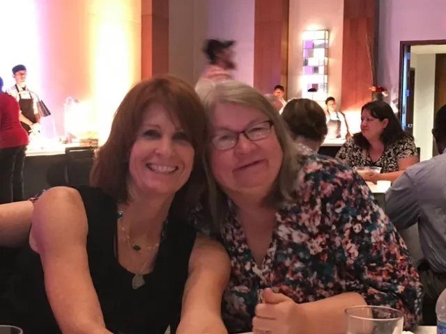 Joni Rippee, right, with friend and former colleague Deb Driskill.