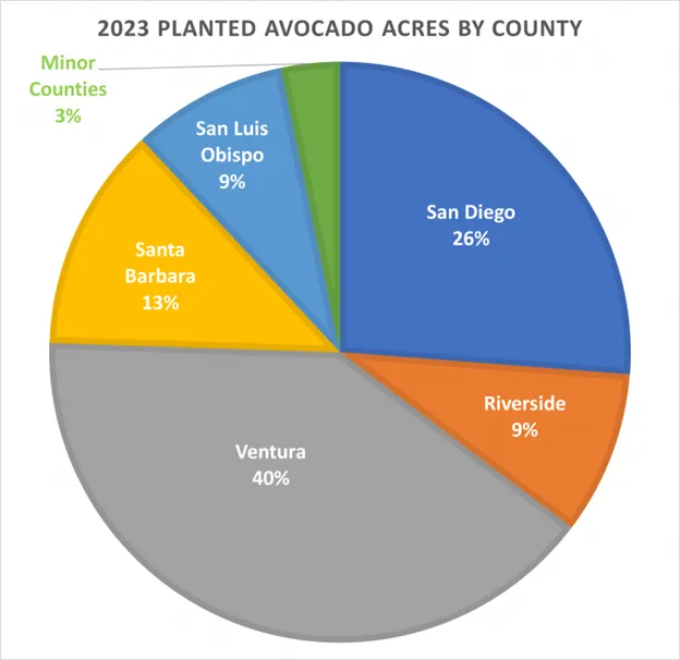 avocado acres by county pie
