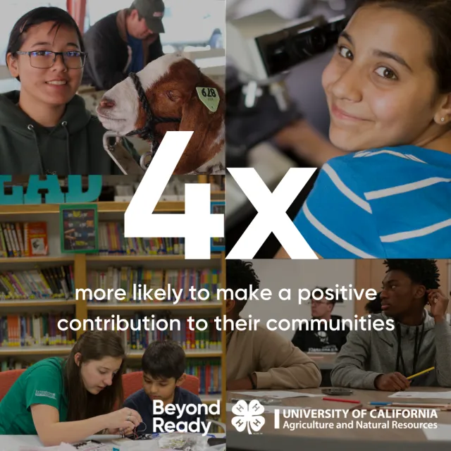 4-H'ers are 4x more likely to make a positive contribution to communities
