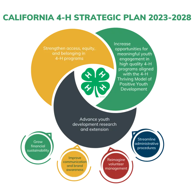 Graphic of key goals of the 4-H Strategic Plan for 2023-2028