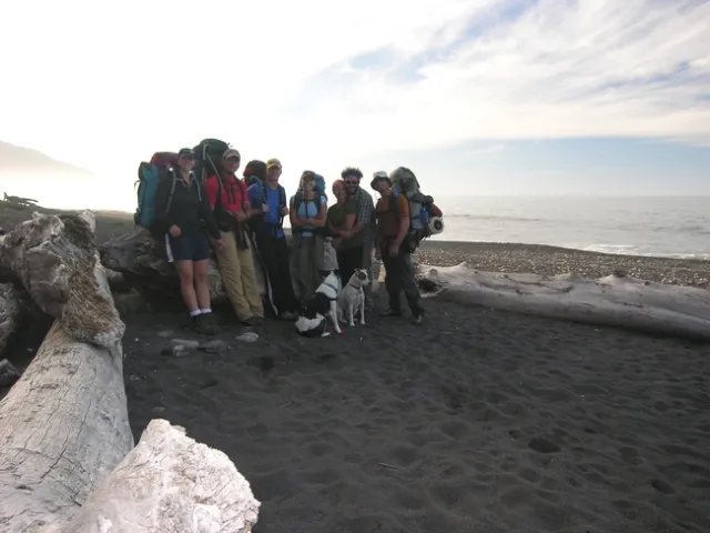 A group of people wearing backpacks.