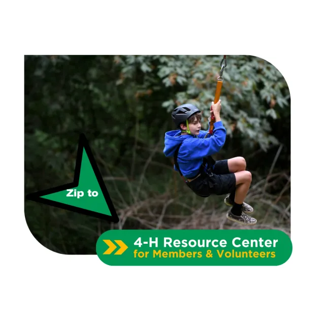 Youth wearing a helmet on zip line going towards left lower corner.