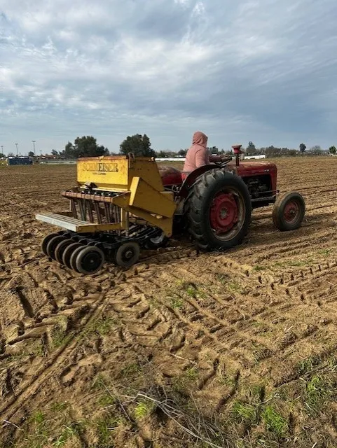 A piece of farm equipment in the field