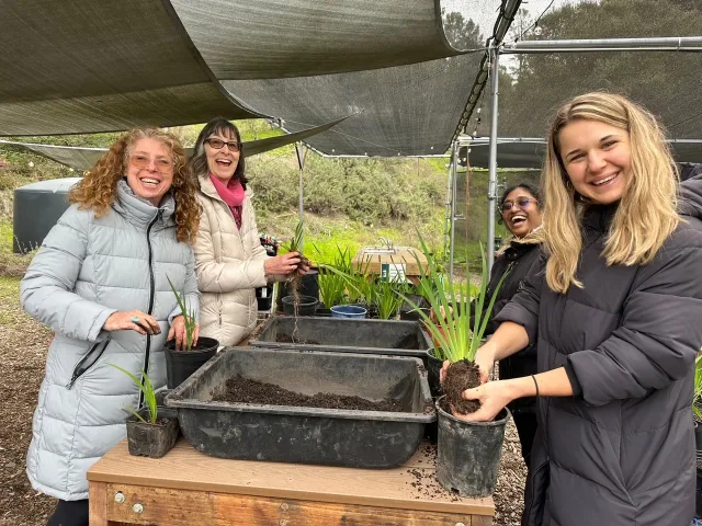 Lorrene Ritchie and colleagues work at a plant nursery for an NPI day of service