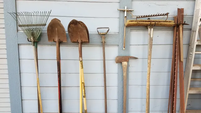 Garden tools carefully stored. Jeanette Alosi