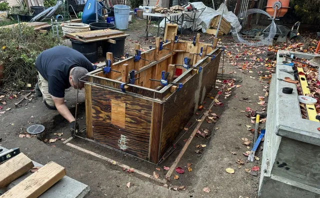 forms to create a raised bed