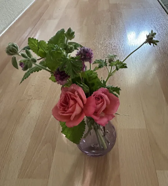 roses and other flowers in a vase