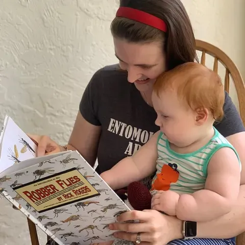 UC Davis doctoral alumna Charlotte Alberts with son, Griffin, then 1.