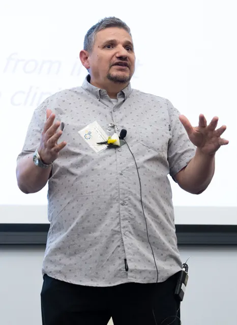 Christophe Morisseau delivering TEDx talk. (Photo by Thomas Ushing)