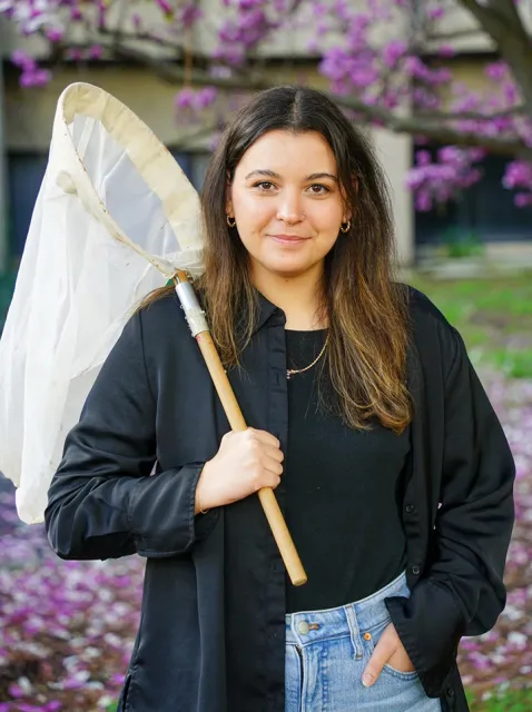 UC Davis doctoral candidate Alexia "Lexie" Martin with net