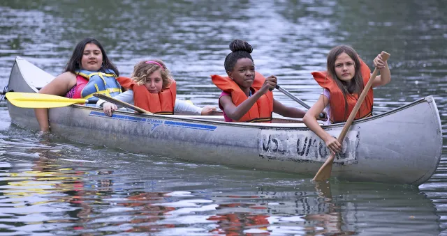 Kids canoeing.