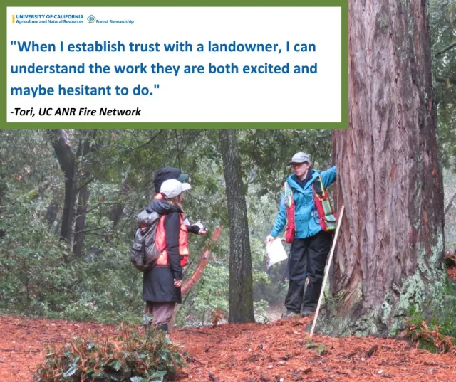 quote with a woman standing in a forest