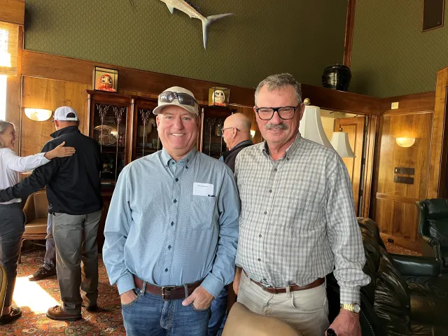 Steve Fennimore, right, stands next to grower Mark Mason