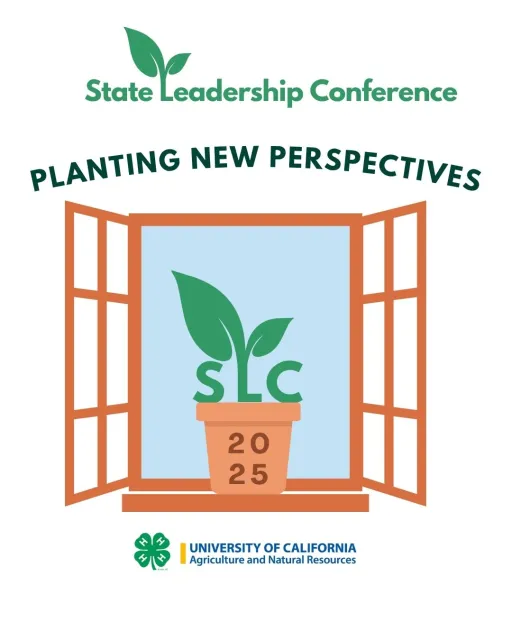 2025 SLC logo-Planting New Perspectives, image of plant in a window