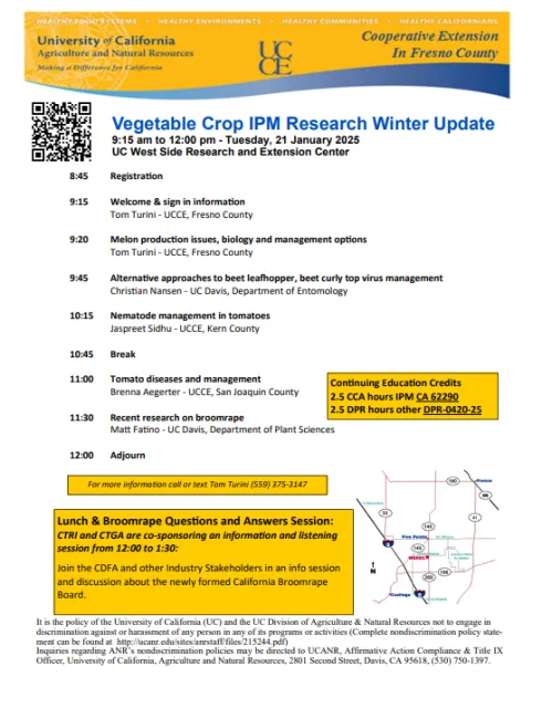 Winter Vegetable Crop Research Update Flyer