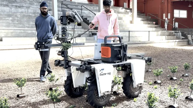 University of Illinois team tests their robot that accurately navigates and weeds within horseradish fields