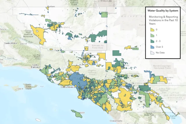 Map shows water quality by system. Monitoring & reporting violations in the past 10 years
