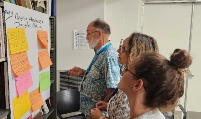 Local program representative Tom Dinwoodie, Leslie Parent, and Carly Amatisto-Smith working together at the Operation Procedures session. 