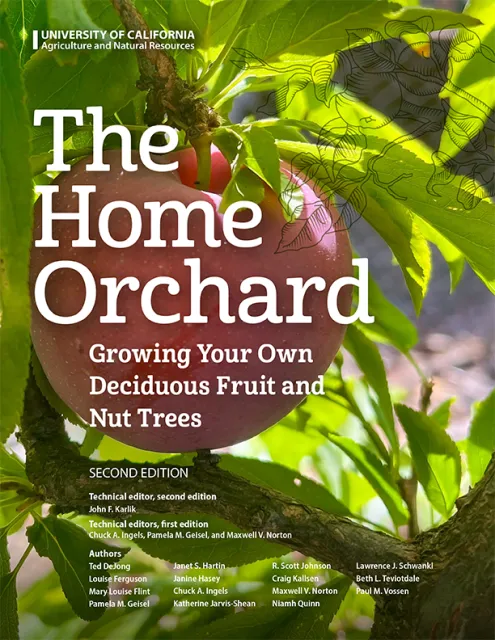 The Home Orchard: Growing your own deciduous fruit and nut tree, Second Edition, Technical editor, second edition John F. Karlik. Technical editors, first edition Chuck A. Ingels, Pamela M. Geisel and Maxwell V. Norton. Authors Ted DeJong, Louise Ferguson, Mary Louise Flint, Pamela Geisel, Janet Hartin, Janine Hasey, Chuck A. Ingels, Katherine Jarvis-Shean, R. Scott Johnson, Craig Kallsen, Maxwell V. Norton, Niamh Quinn, Lawrence J. Schwankl, Beth L. Teviotdale and Paul Vossen.