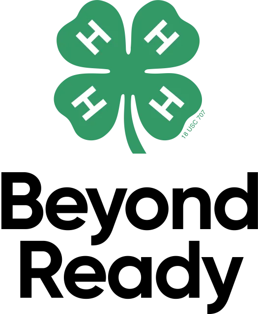 Green 4-H Clover Logo Sitting atop the words "Beyond Ready".