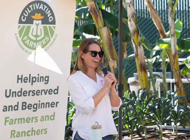 Rachael Callahan gives a presentation on agritourism