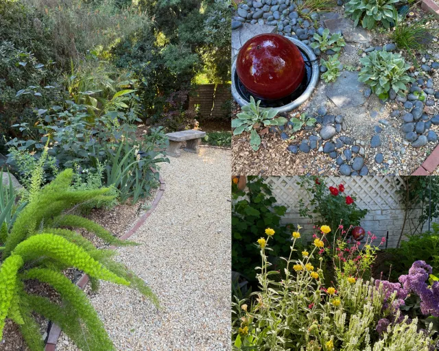 basso garden pathway and flowers