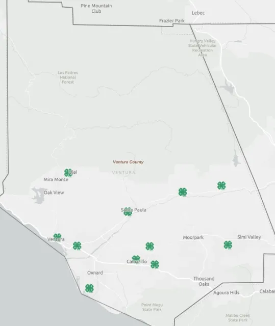 Map of Ventura County 4-H clubs