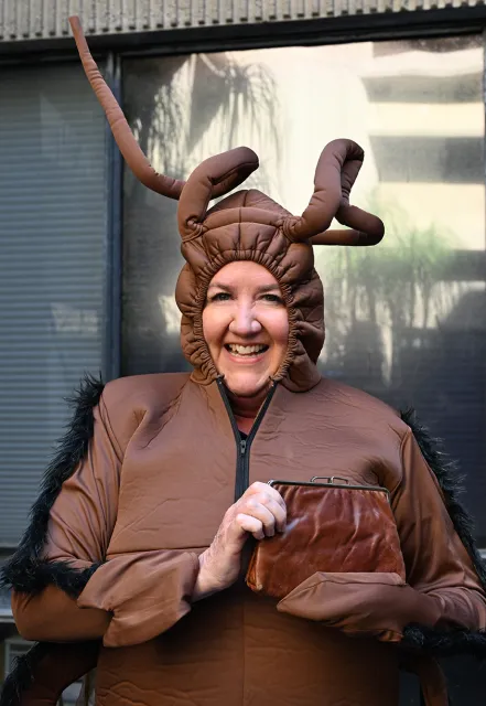 Karey Windbiel-Rojas dressed as a cockroach