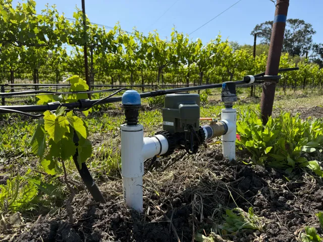 Smart valves measure and control how much water reaches each block of a vineyard