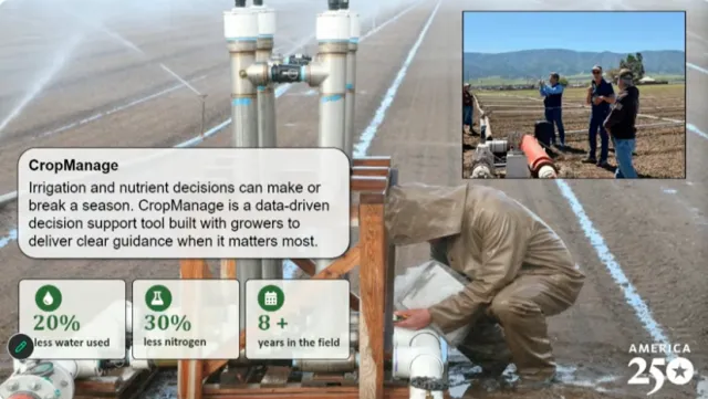 CropManage: Irrigation and nutrient decisions can make or break a season. CropManage is a data-driven decision support tool built with growers to deliver clear guidance when it matters most. 20% less water used, 30% less nitrogen, 8 plus years in the field.