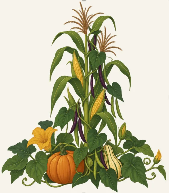 Decorative corn palnt with a pumkin and flowers
