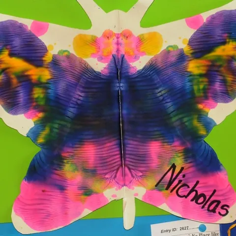 This colorful butterfly is the work of 3-year-old Nicholas Razo of Dixon. (Photo by Kathy Keatley Garvey)