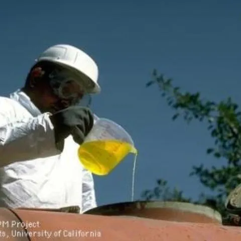 Agricultural spray adjuvants are materials added to the spray tank when loading the sprayer. Photo by Jack Kelly Clark.