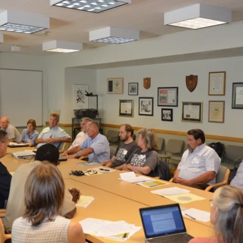 CASI team discussion with members of the UC Davis Agricultural Sustainability Institute.