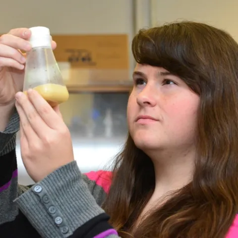 UC Davis undergraduate student Jessica West, who is majoring in biochemistry and molecular biology, has just received the UC Davis undergraduate award President's Global Food Initiative Student Fellowship Program. (Photo by Kathy Keatley Garvey)