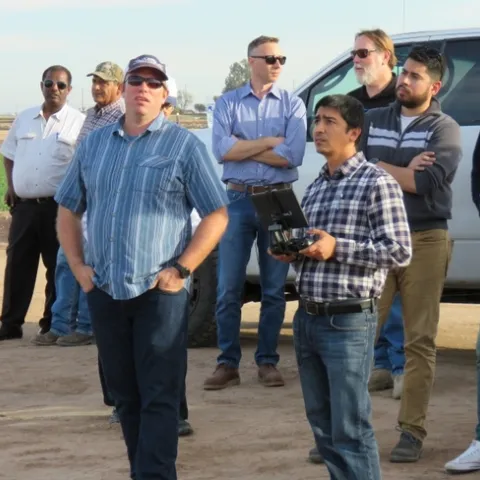 UCCE Weed Advisor Pratap Devkota practices flying a drone