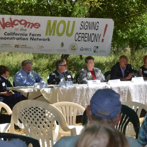 MOU Signing Ceremony in Winters, CA for the California Farm Demonstration Network.