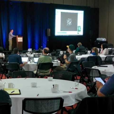 IGIS Academic Coordinator Sean Hogan teaches a workshop on drone technology at CalGIS 2017