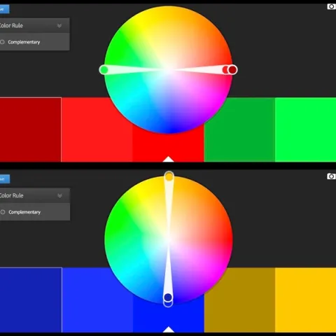 Complementary colors on the color wheel