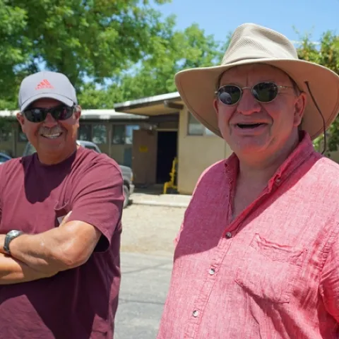 Andreas Westphal, right, with long-time nematology staff research associate Tom Buzo.