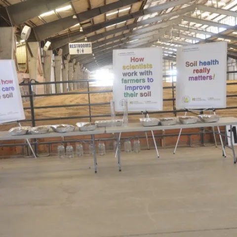 Interactive soil health display materials for Tulare County fourth-graders as part of the 2018 AgVentures! field day.