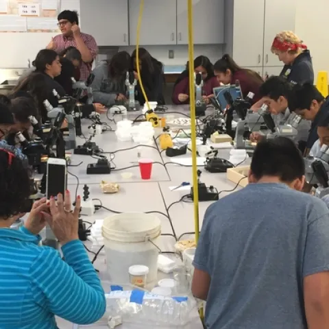Parlier High School students engaged in an entomology workshop at KARE.