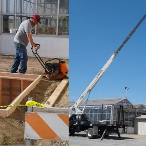 Skilled Kearney personnel prepare the foundation then maneuver the tower into place.