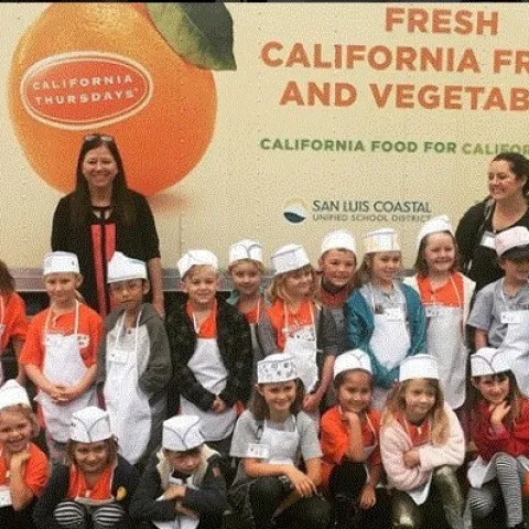 Delivery truck wrapped in healthy food marketing. Photo: @slcusdfood