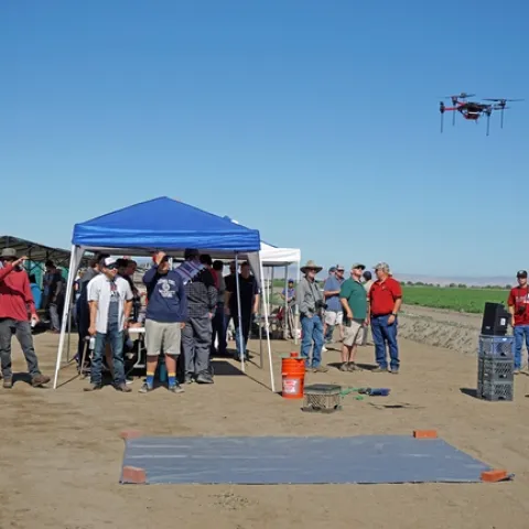 During a field day demonstration, this drone flew autonomously back and forth over the field, then landed within two feet of the takeoff location.