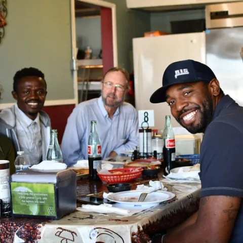 CASI Workgroup members hosting Francis Akolbila of Ghana’s Center for No-till Agriculture in El Ranchero Café in Five Points, CA (left to right, Sara Rosenberg (Singing Frogs Farms, Sebastopol, CA), Francis Akolbila, Rob Roy, Derek Riley (Ag Engineering intern from Fresno State working with Rob and Brook in the NRCS Fresno Area Office), Dan Munk and Brook Gale